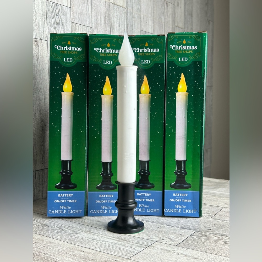 Christmas Tree Shop LED Battery Operated On/Off Timer White Candle Light 4pk New